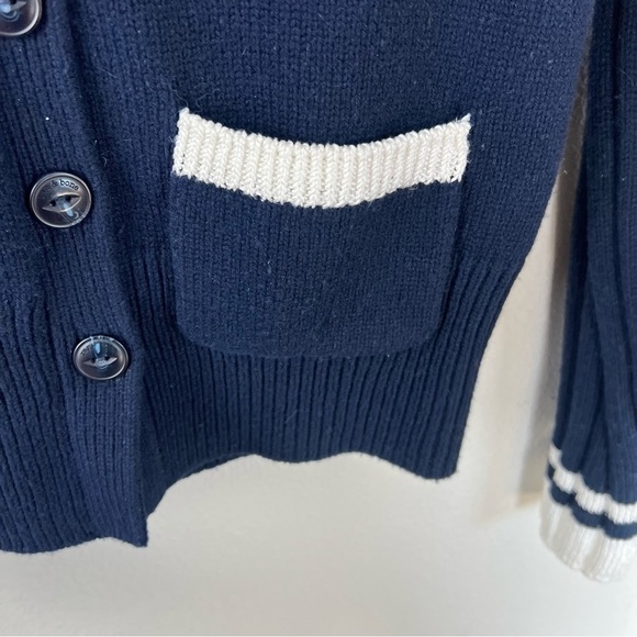 RAG & BONE Navy White Serena Button Front V-Neck Cardigan Sweater Women’s XS - Picture 12 of 16